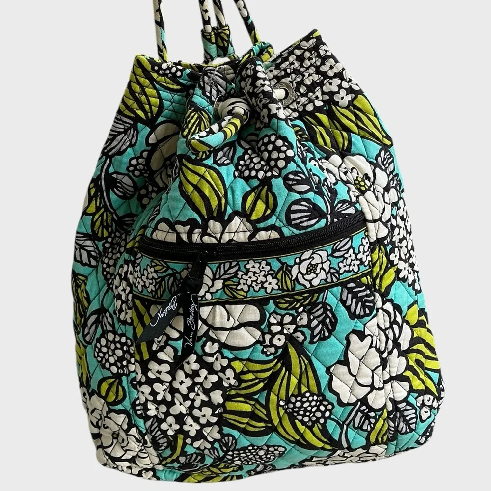 Vera Bradley Island Blooms Ditty Bag Backpack Quilted Drawstring Floral